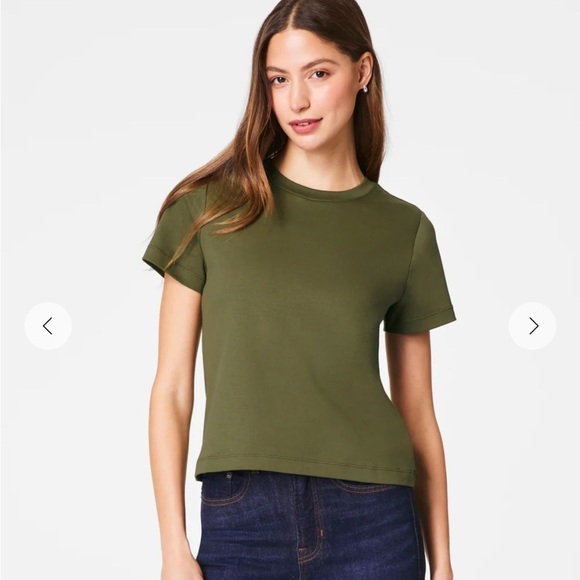 SPANX Tops - Spanx Cotton Crewneck Tee Olive Green